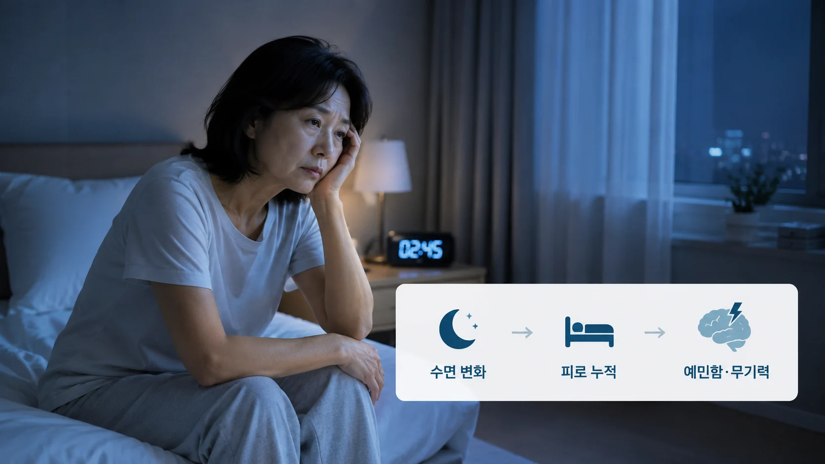 수면 부족과 피로 누적은 예민함과 무기력감을 더 크게 느끼게 할 수 있습니다.(칼럼 이해를 돕기 위한 AI 생성 이미지)
