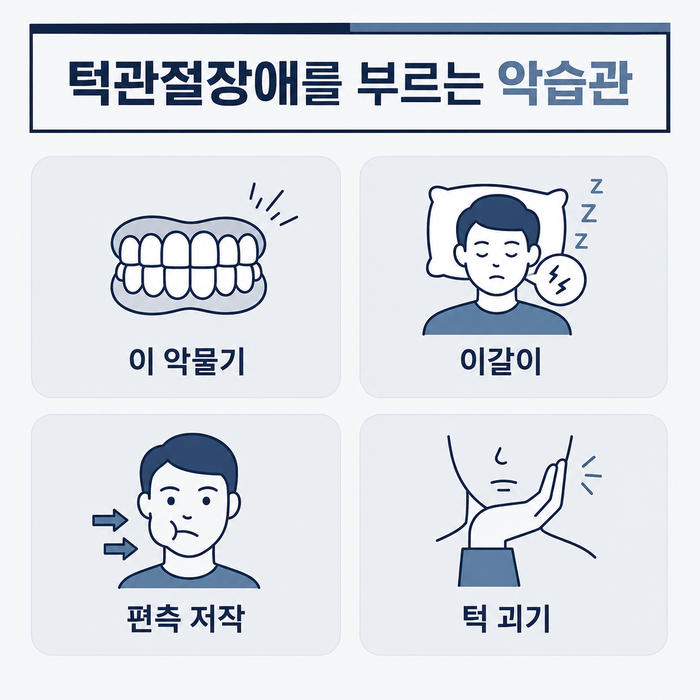 턱관절에 영향을 주는 생활 습관을 설명하는 이미지