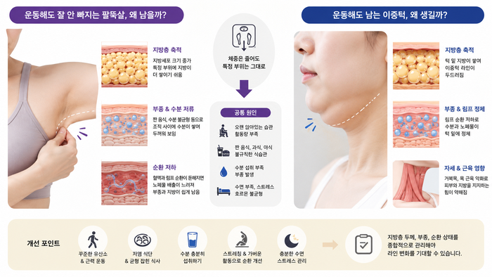 특정 부위 군살이 잘 줄지 않는 이유와 관련된 이미지