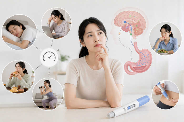호르몬 신호와 식욕 조절의 관계를 보여주는 이미지