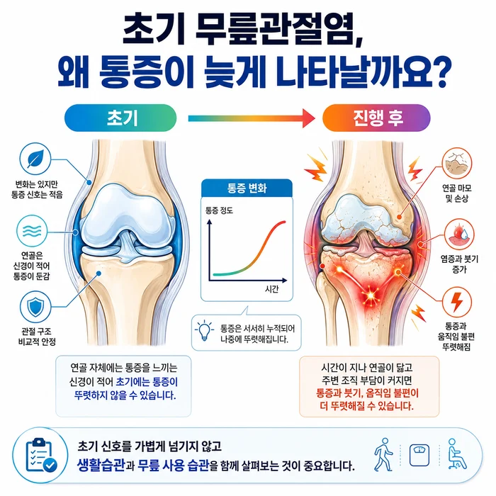 젊은 층 무릎관절염 증상과 운동 관련 이미지