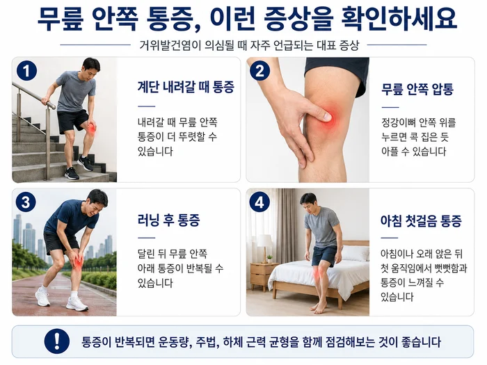 달리기 자세와 무릎 정렬의 중요성을 설명하는 이미지