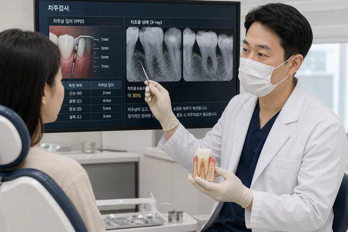 잇몸 상태 확인과 관련된 치과 진료 이미지
