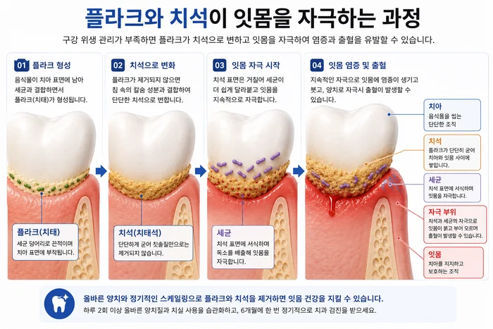 잇몸치료가 늦어졌을 때 생길 수 있는 잇몸 변화 이미지