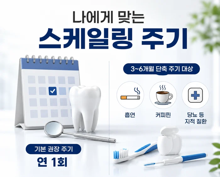 스케일링이 자연치아 보존에 중요한 이유를 설명하는 이미지
