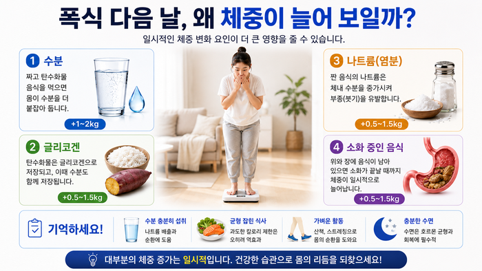폭식 후 체중 증가 원인을 설명하는 그래픽