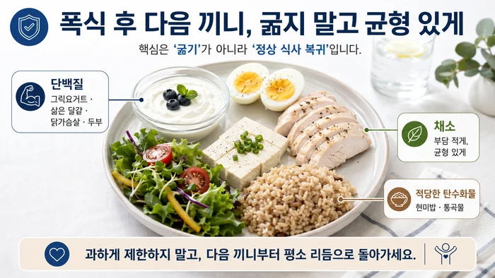다음 끼니를 굶지 않아야 하는 이유를 설명하는 이미지