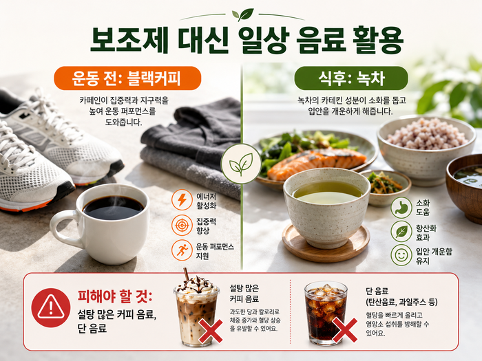블랙커피와 녹차를 통한 체중 관리 이미지