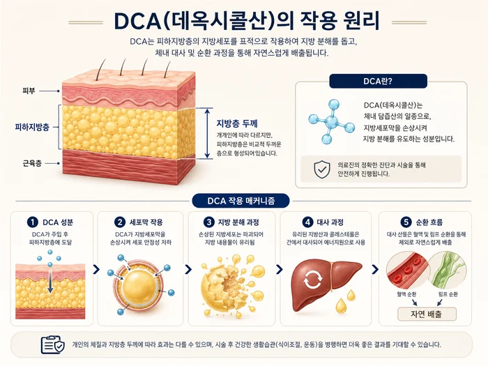DCA 성분의 지방층 작용 원리 설명 이미지