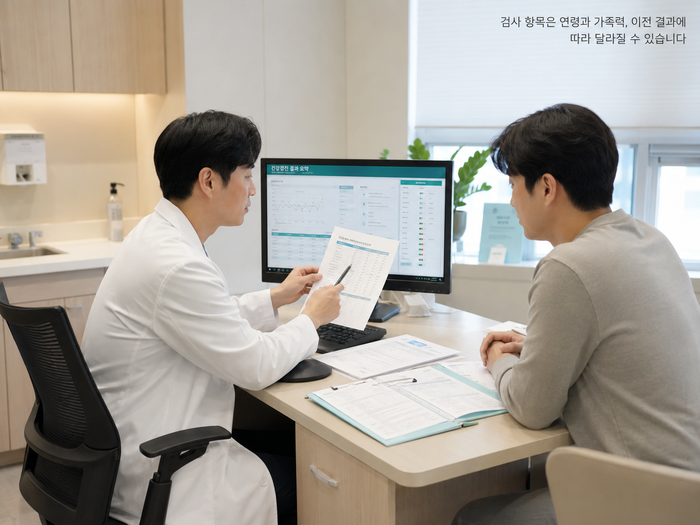 건강검진 상담 장면을 묘사한 현실적인 이미지