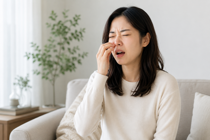 코 속 가려움 증상을 나타내는 일러스트