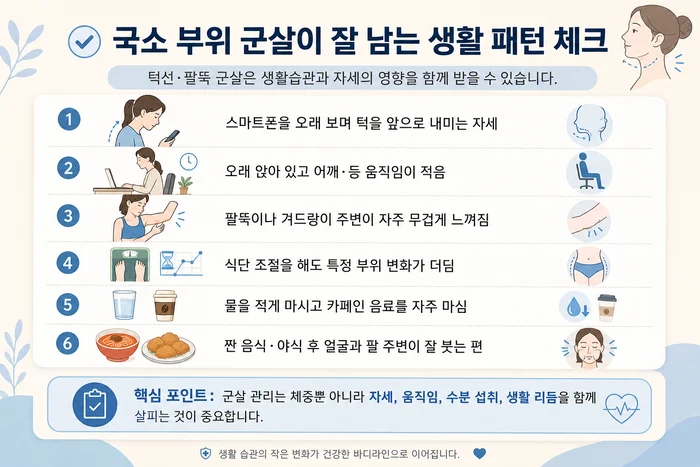 국소 부위 군살과 생활습관 체크리스트 이미지