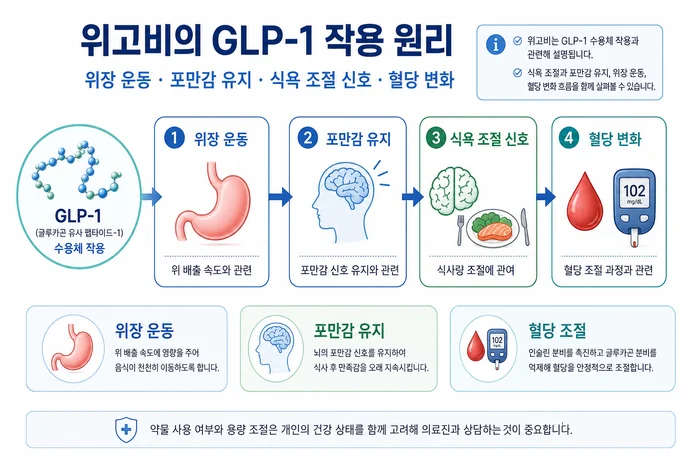 위고비의 GLP-1 작용과 식욕 조절 원리 안내 이미지