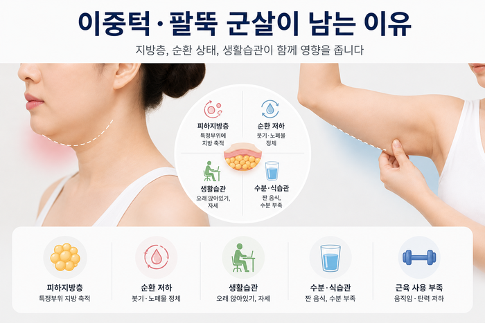 이중턱과 팔뚝 군살 부위에 적용되는 DCA주사 관련 이미지