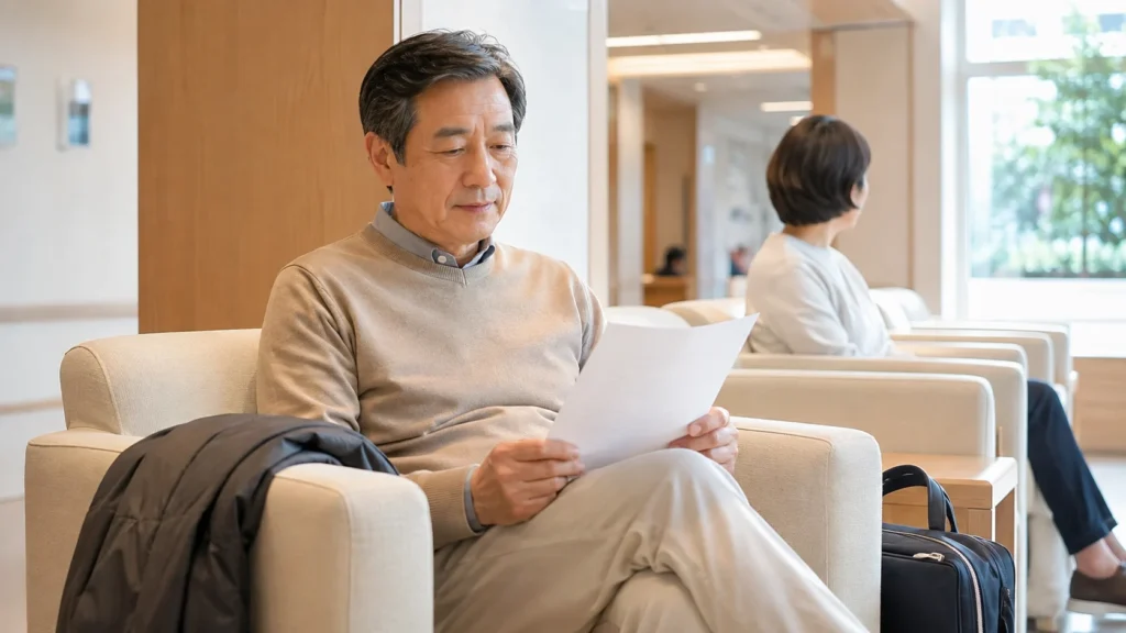 대장내시경 당일 검사 준비와 주의사항을 안내하는 사진