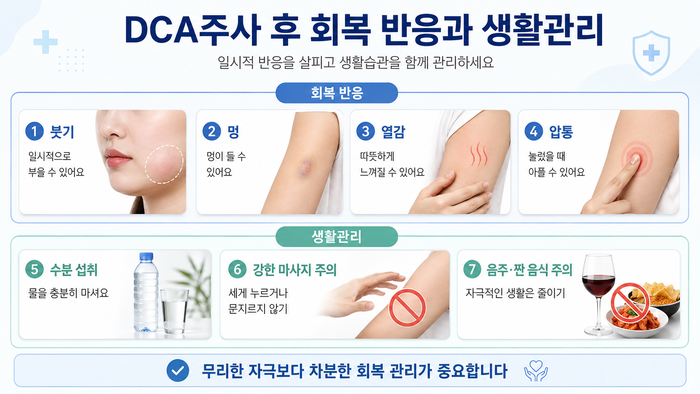 DCA주사 후 회복 및 사후 관리 관련 이미지