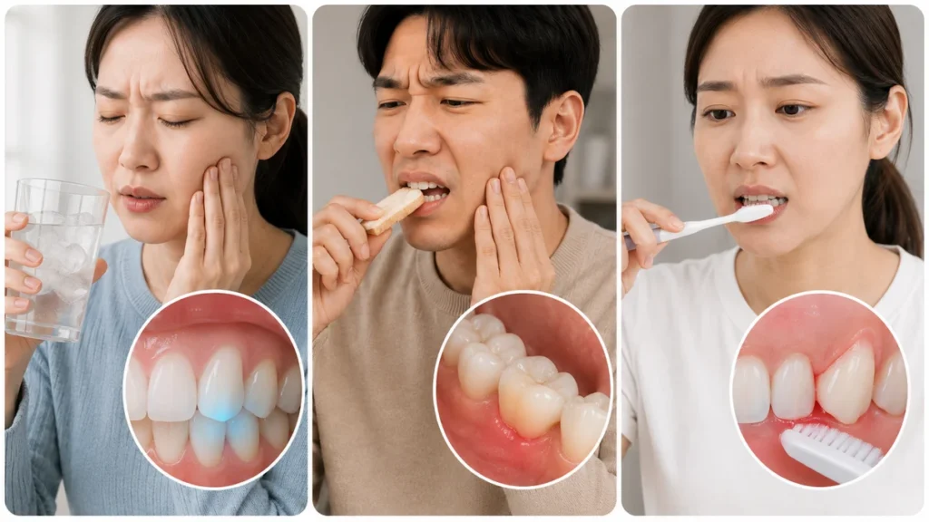 치아 통증의 다양한 원인을 설명하는 그림