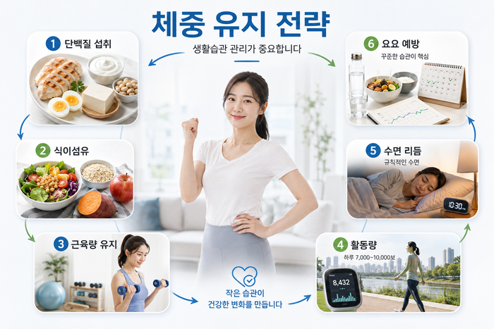 다이어트치료 후 체중 유지 전략을 설명하는 그림