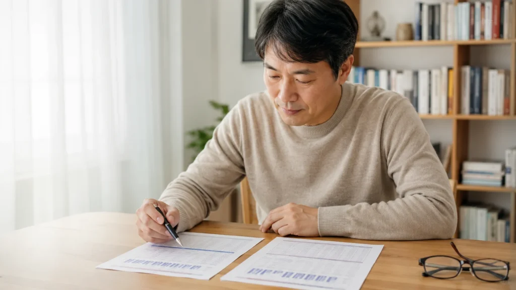 건강검진 결과를 이전 검사와 비교하는 실제 사례 이미지