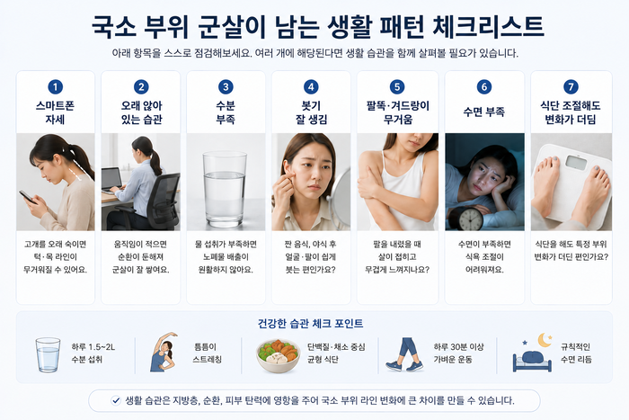 국소 부위 군살 생활 패턴 체크리스트 이미지