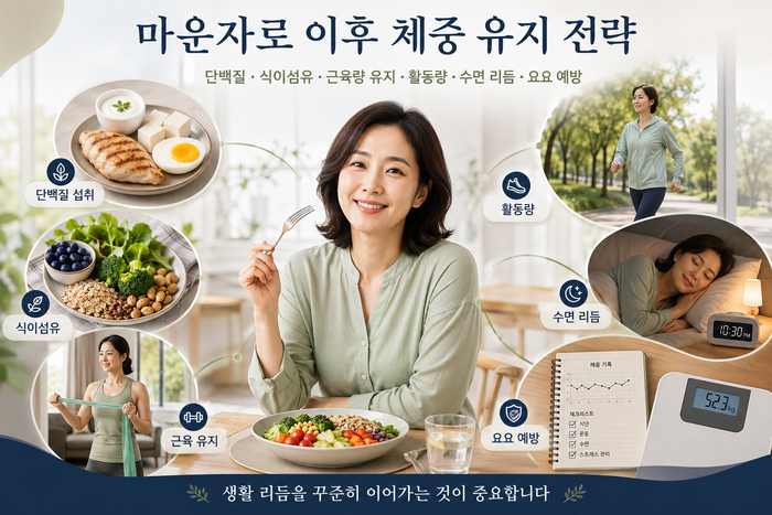 마운자로 감량 후 체중 유지 전략을 나타내는 루틴 다이어그램