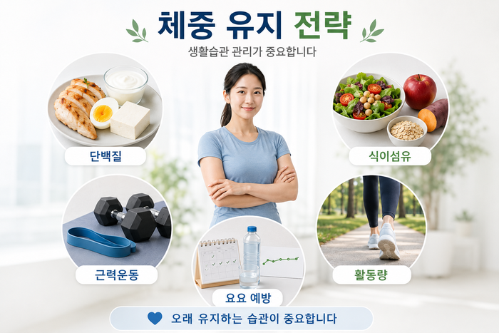 비만주사 이후 체중 유지 전략을 설명하는 그림