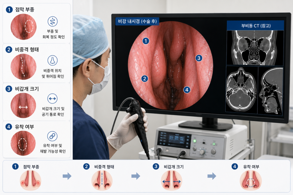 코막힘 원인 확인을 위한 비강 내시경 검사 이미지