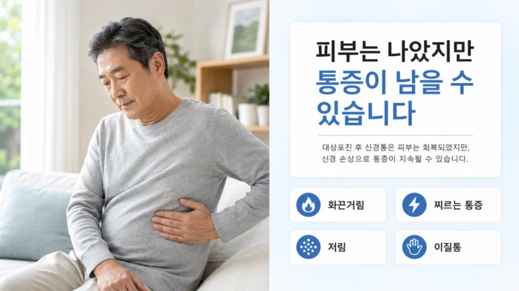 대상포진 후 신경통의 원인과 증상을 설명하는 인포그래픽