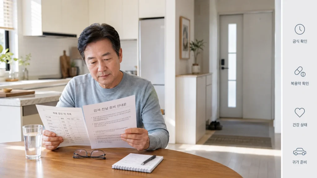 수면내시경 전 금식과 복용약, 건강 상태, 귀가 방법을 확인하는 과정
