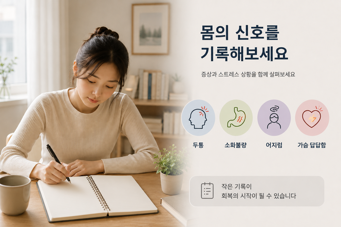 스트레스와 몸의 연결, 원인 모를 통증의 반복을 설명하는 그림