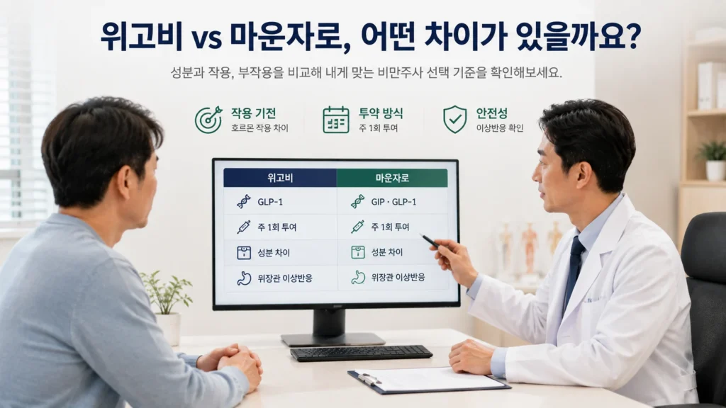 [위고비와 마운자로 효과 및 부작용 가이드 1편] 위고비·마운자로 차이는 무엇일까요? 효과와 부작용 비교