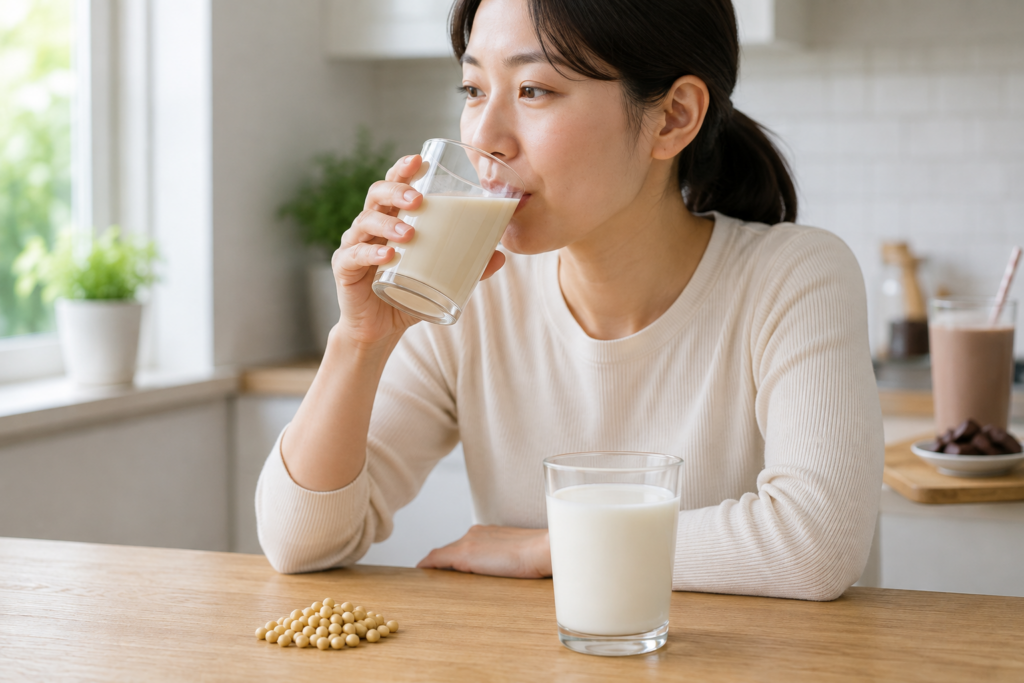 woman-drinking-unsweetened-soy-milk