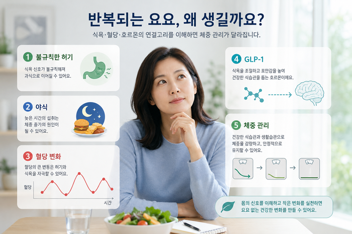 비만주사 전 식욕 신호를 점검하는 체크리스트 그림