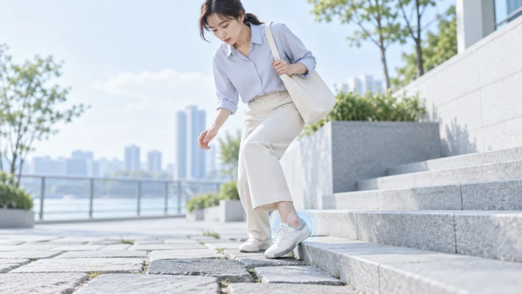 발목을 자주 접질릴 때 인대 손상과 균형 기능 회복의 중요성을 설명하는 그림