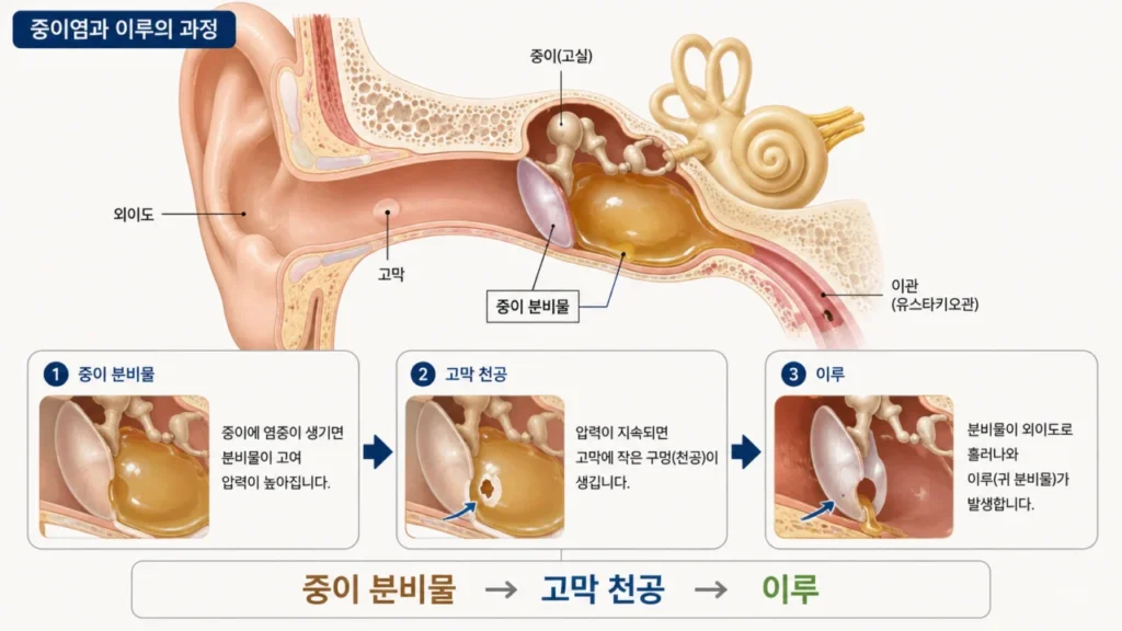 [귀에 염증이 생겼어요 2편] 귀에서 진물이나 고름이 나오는 이유는? 중이염·고막 천공 원인 확인하기