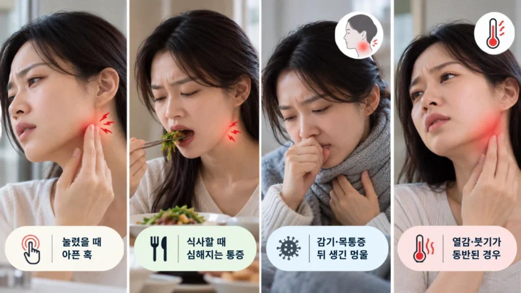 귀 아래 혹 통증의 양상과 동반 증상을 확인하는 그림