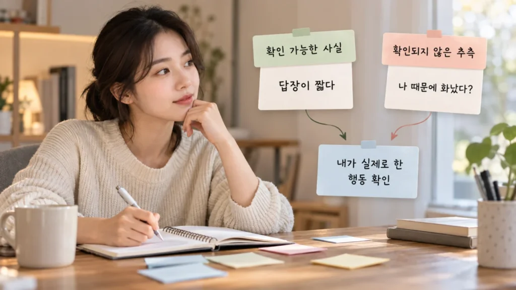 상대 감정의 사실과 추측을 구분하는 장면을 나타낸 그림