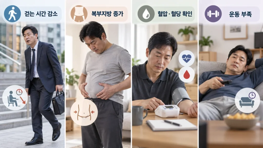 발기력 변화와 생활습관 점검 항목을 안내하는 체크리스트 그림