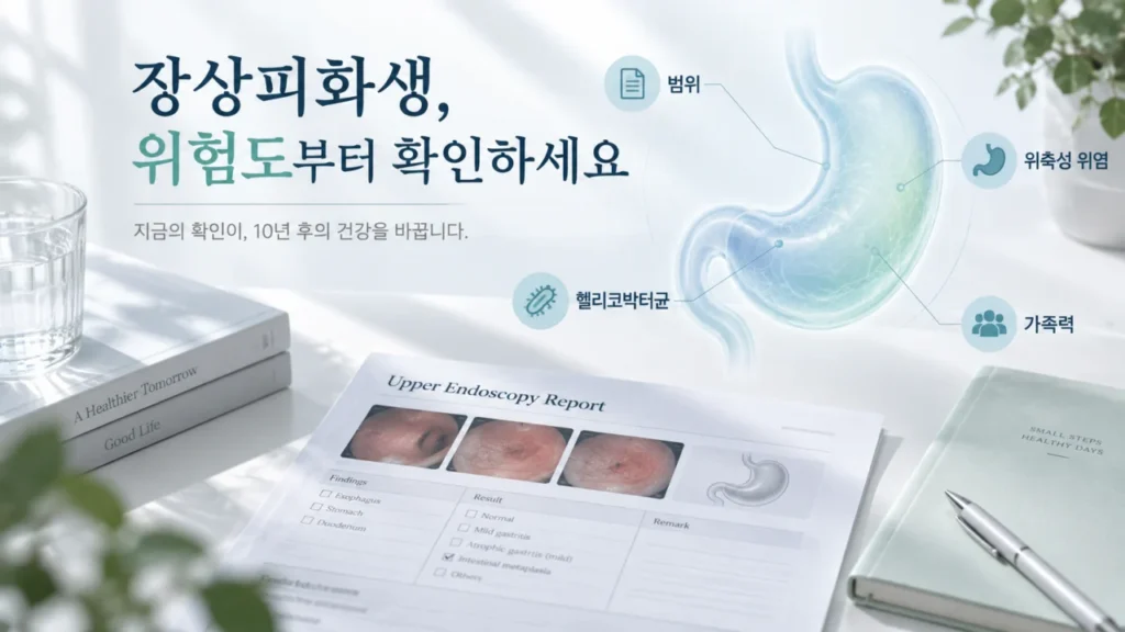 장상피화생 위험도 평가에 필요한 항목을 설명하는 그림