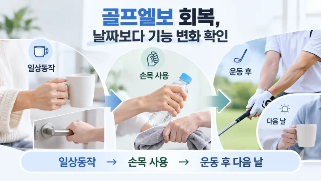 [팔꿈치 통증 2편] 골프엘보 회복기간은 얼마나 걸릴까? 운동 복귀와 재발 기준