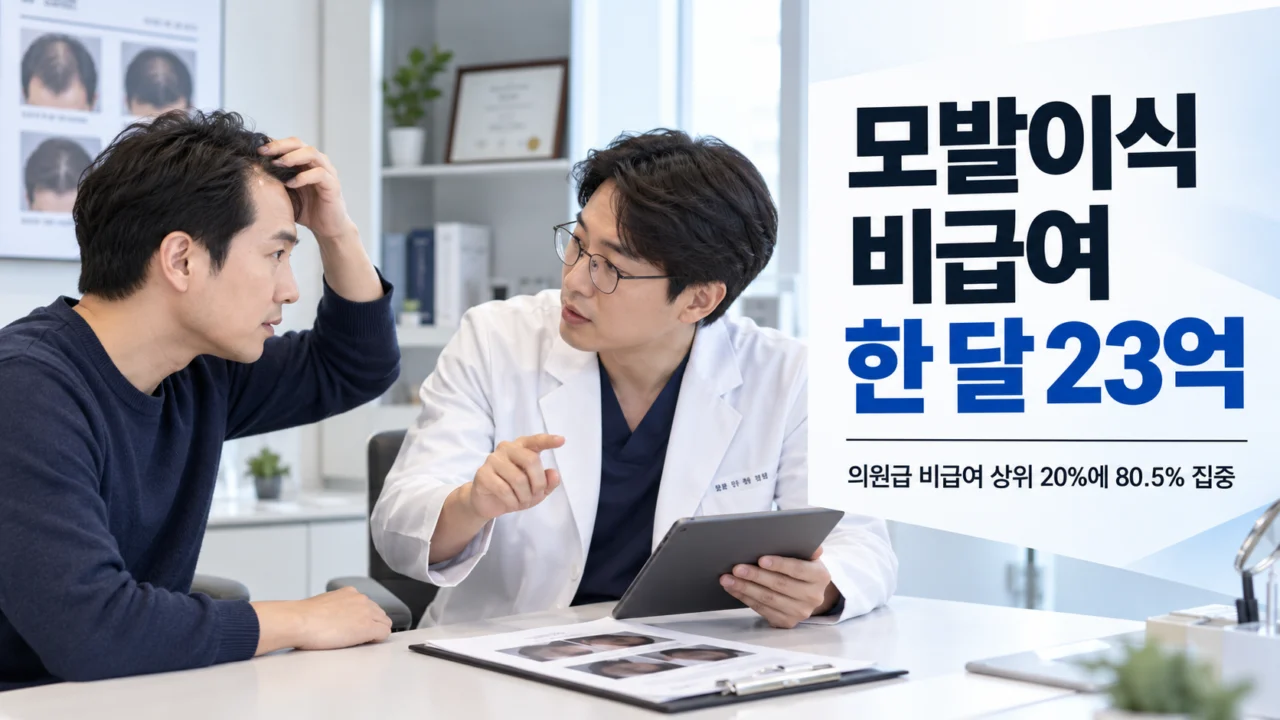 한 의원에서 한 달간 모발이식 비급여 진료비 23억4373만원이 발생한 것으로 나타났다. 비급여 진료비와 의료기관의 실제 순이익은 구분해 볼 필요가 있다.(사진=생성형AI)