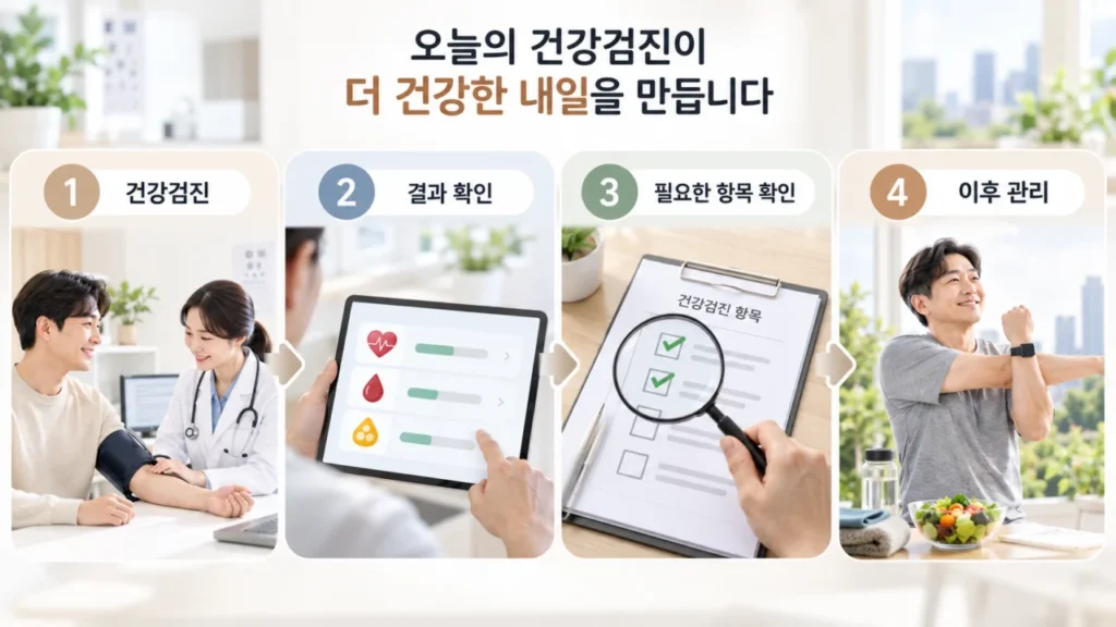 건강검진 결과를 이전과 비교해 변화 여부를 확인하는 과정의 그림
