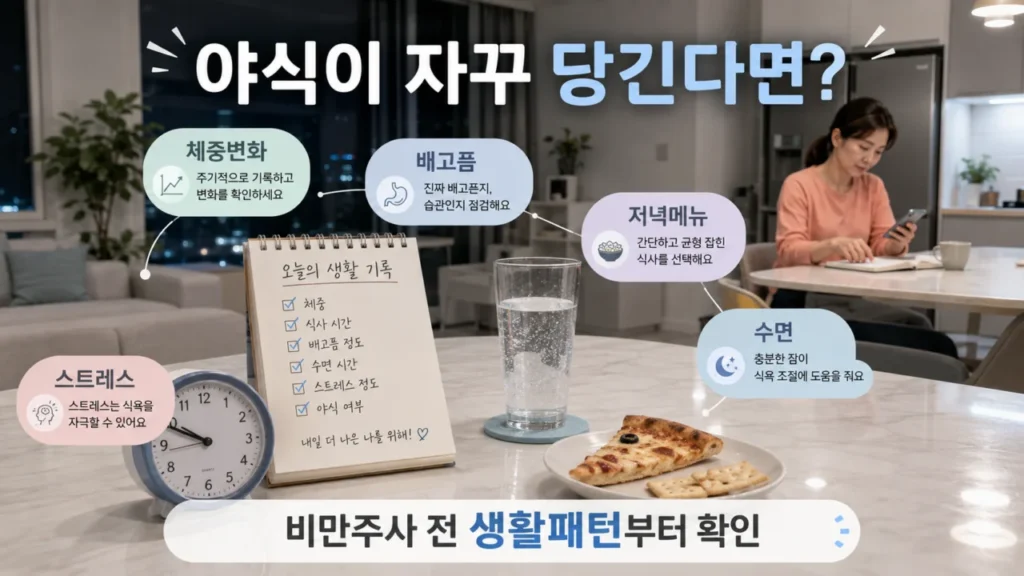[다이어트주사와 비만치료 3편] 야식이 자꾸 당긴다면? 비만주사 전 확인할 체중변화와 배고픔
