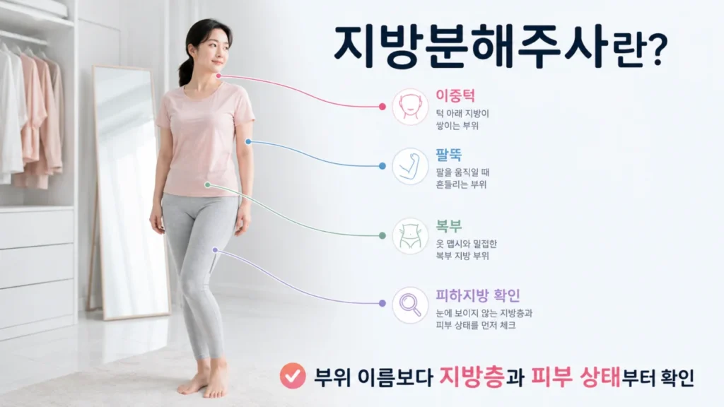[지방분해주사와 군살관리 1편] 지방분해주사란? 복부·팔뚝·이중턱 시술 전 확인할 점