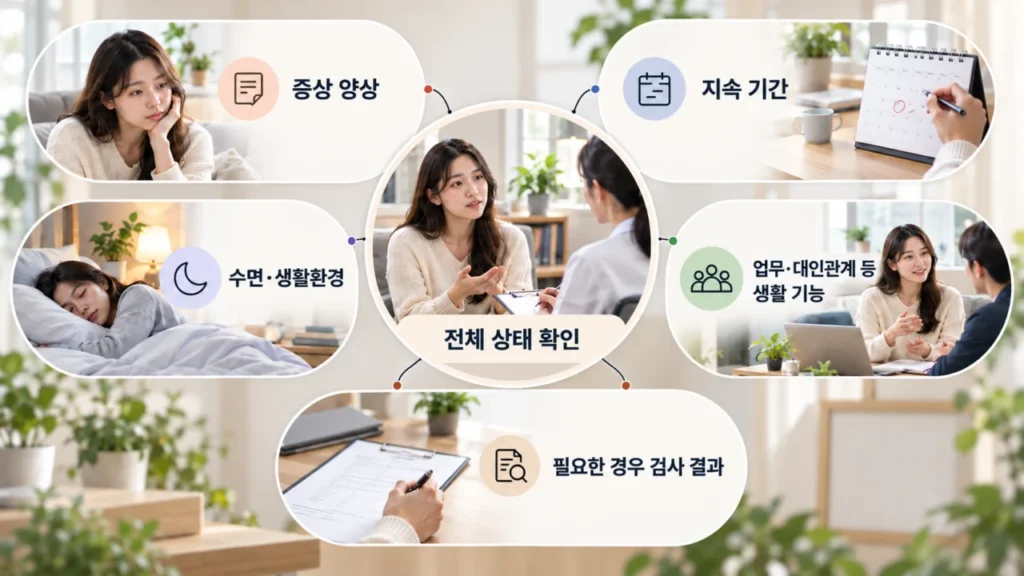 정신건강 상태를 종합적으로 평가하는 과정의 예시