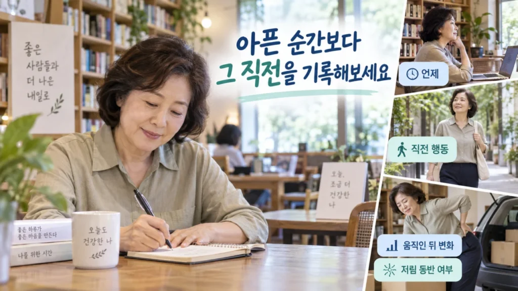 목·허리 통증 기록 방법을 안내하는 인포그래픽