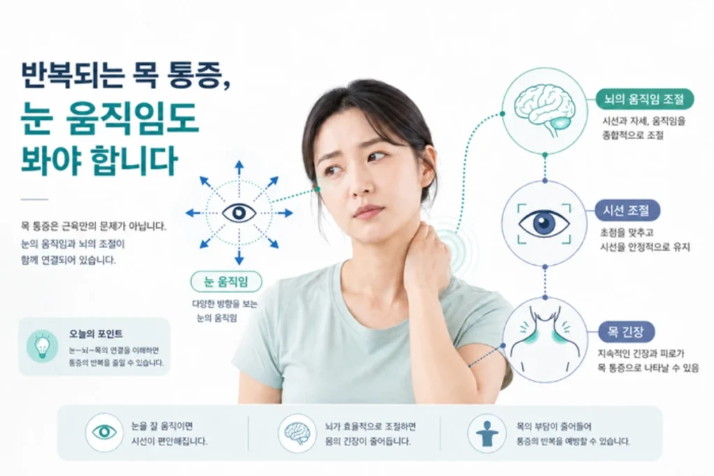 목 통증, 눈의 움직임부터 점검하세요: 목과 눈 협응의 중요성