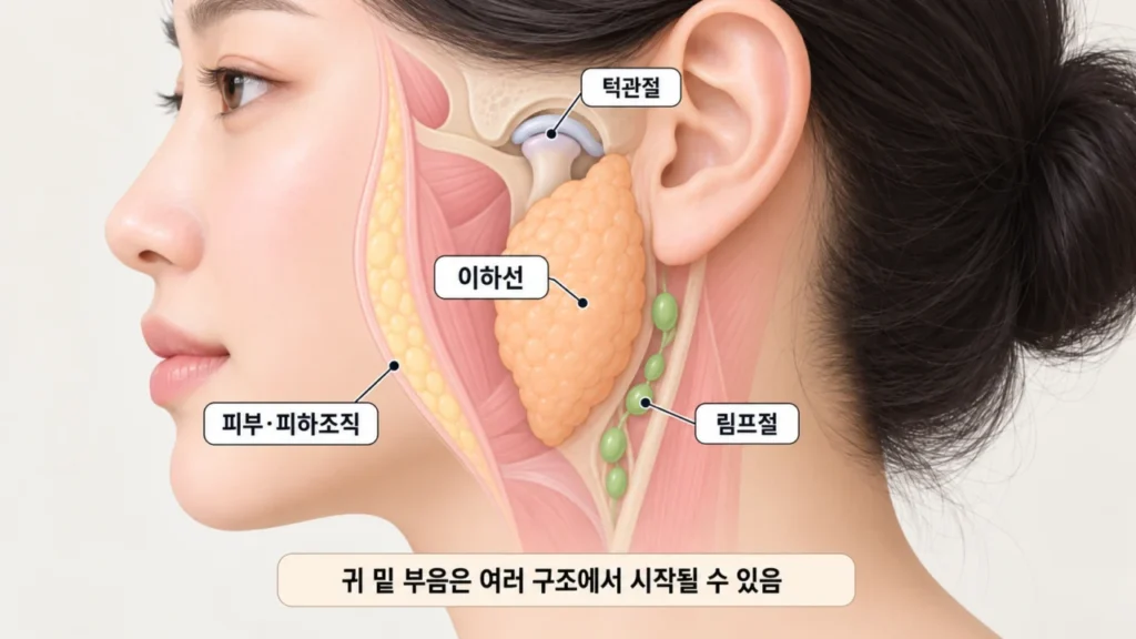 밥 먹을 때 귀 밑이 붓고 아픈 이유는? 침샘 문제 확인하기