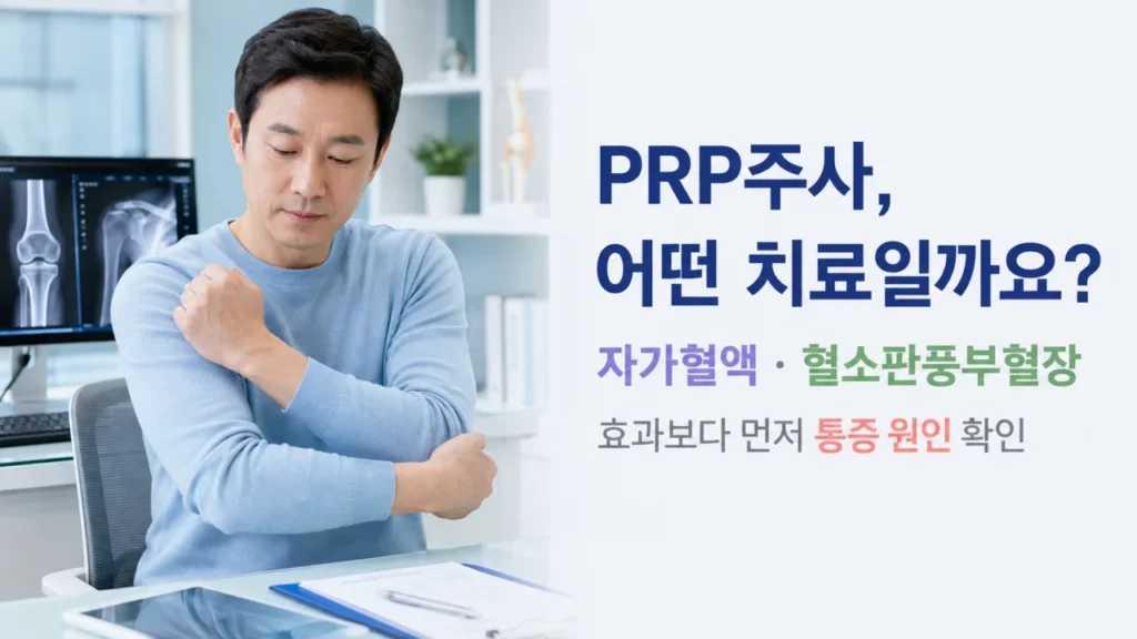 PRP주사는 자신의 혈액에서 혈소판이 풍부한 성분을 분리해 사용하는 치료입니다.