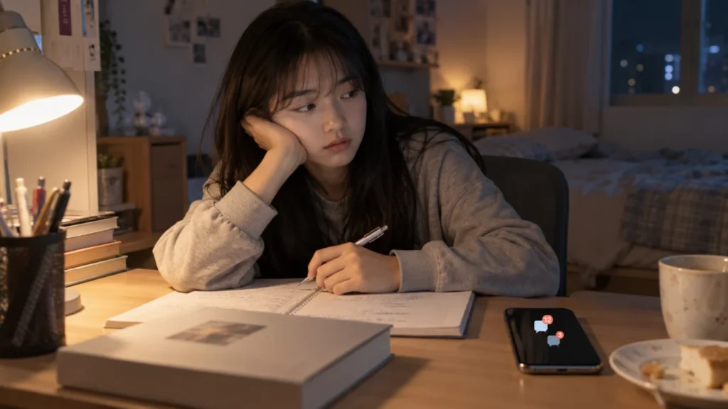 청소년 우울의 짜증, 수면, 관계, 활동 변화 신호를 설명하는 그림